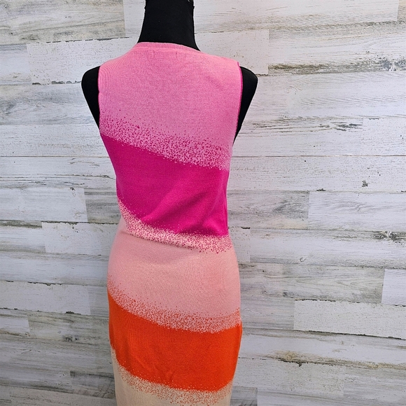 Caché Colorblock Knit Midi Dress Ombre Gradient Bodycon Resort Vacation XS - Picture 8 of 14